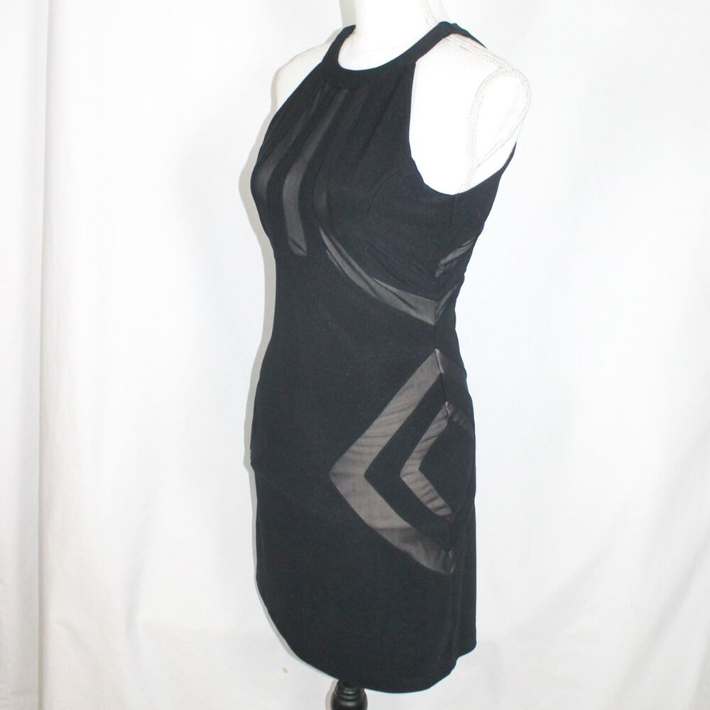 HONEY & ROSIE Black Bodycon Dress Woman Size Medium Sleeveless High Neck Zipper